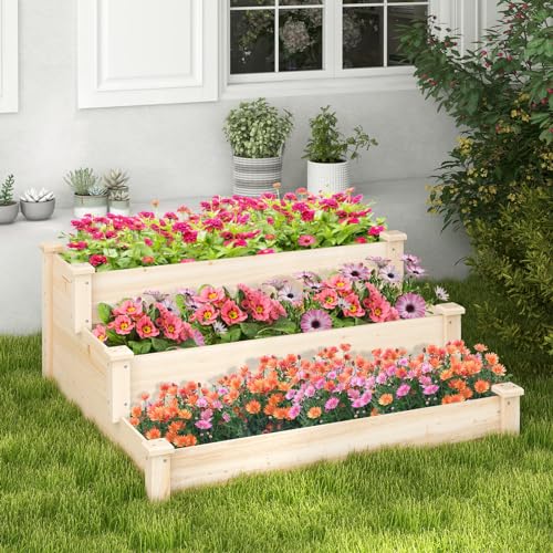 Giantex 3-Tier Raised Garden Bed for Patio Gardening
| Giantex Fir Wood Elevated Raised Beds for Vegetable Gardening
|