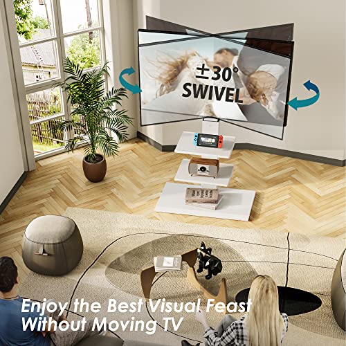 FITUEYES Iron Base Universal Floor TV Stand White for 32-75 Inch TVs with Swivel Tilt and Height Adjustment