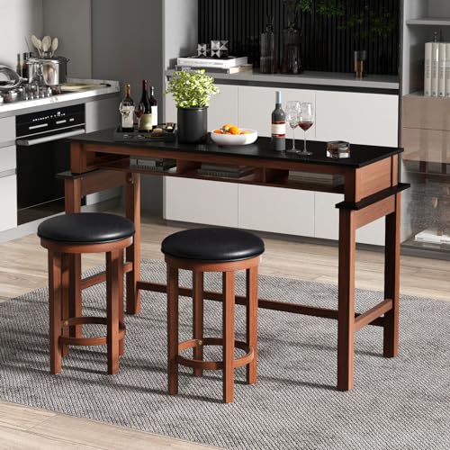 Giantex Bar Table, Counter Height Table for Living Room and Dining Room (Black+Walnut)
| Giantex Bar Table with Power O