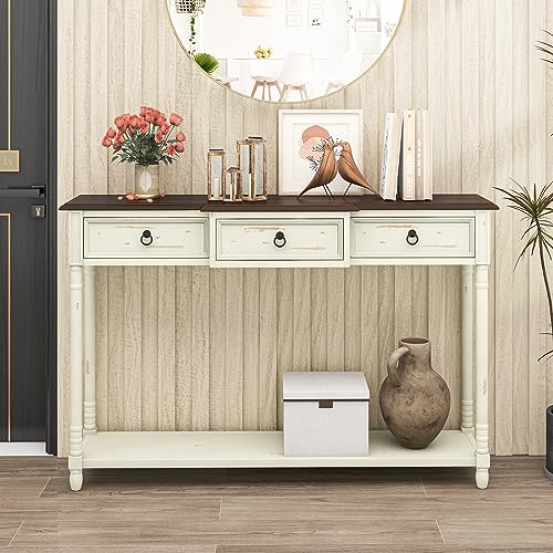 Giantex Rustic Farmhouse Console Table with 3 Drawers for Hallway and Living Room
| Giantex Solid Wood Legs Console Tab