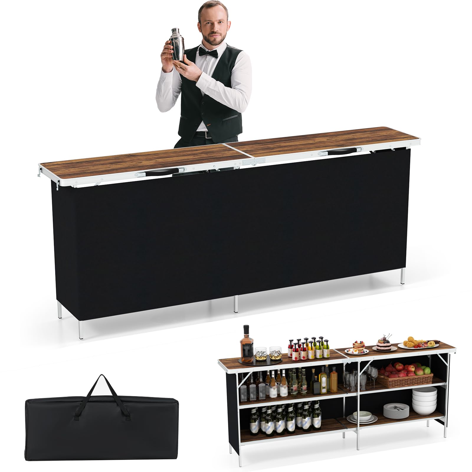 Giantex 81" Extra Long Portable Bar Table for Events and Parties
| Giantex Folding Mobile Bartending Station with 2-Tie