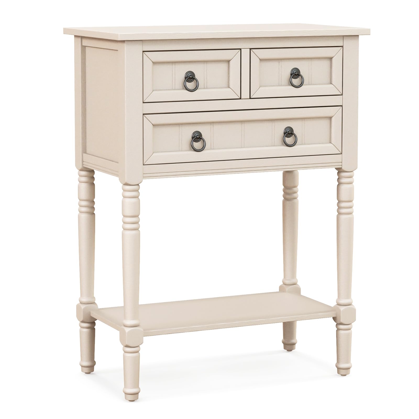 Giantex Entryway Table with Storage Top Selling Picks for Living Room Beige Rustic Small Console Table with 3 Drawers &