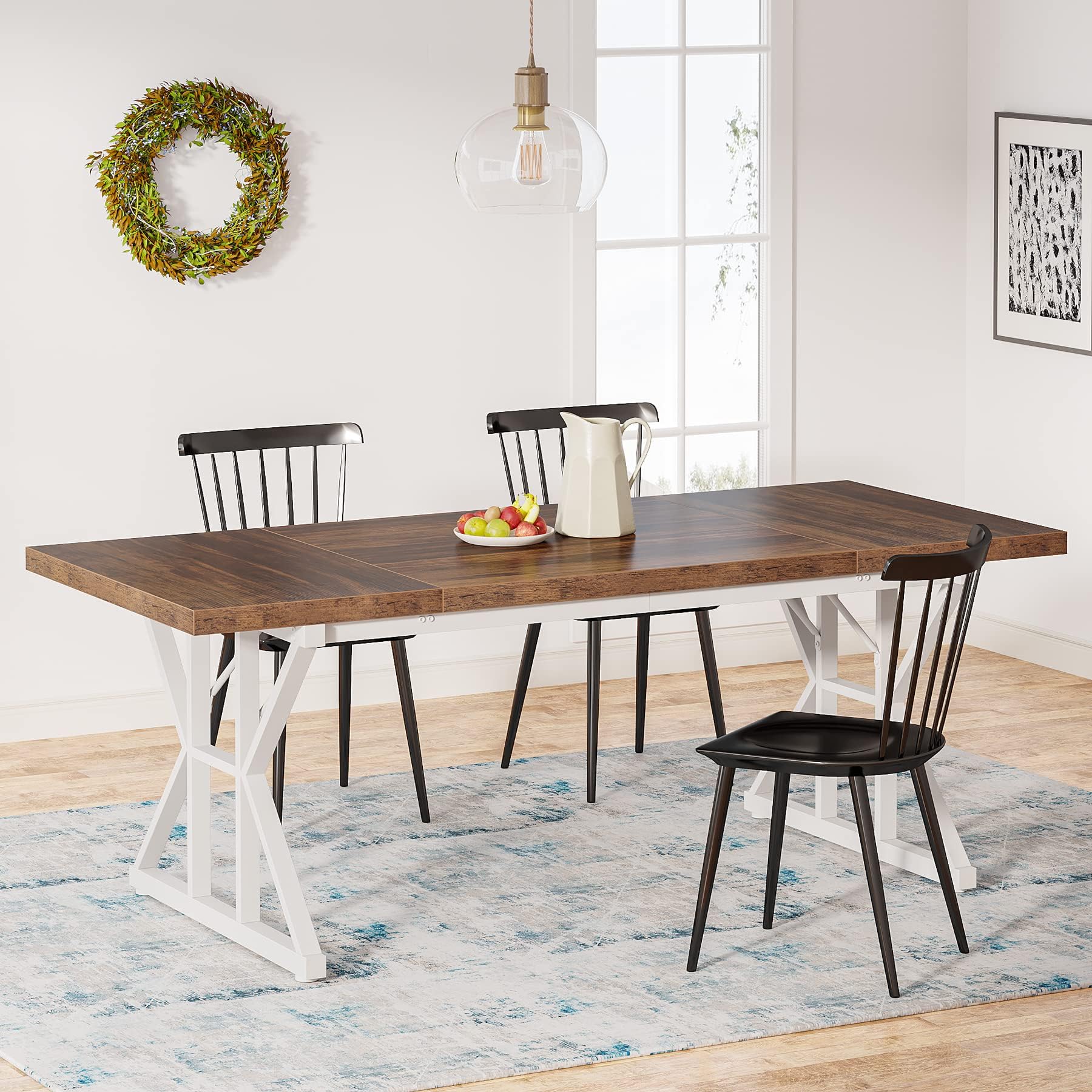 Tribesigns Farmhouse Dining Table for 6 People
Tribesigns Rectangular Wood Dining Table for Family
Tribesigns Rustic Kit